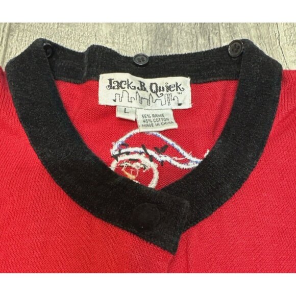 Vintage Jack B Quick Christmas Cardigan Sweater Womens Large Snowman Sequins 90s - Picture 3 of 10